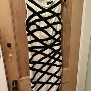Tadashi Shoji Black and White Midi Dress